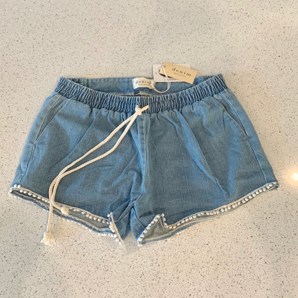 denim by Ellison Light Denim Ibiza Trim Shorts